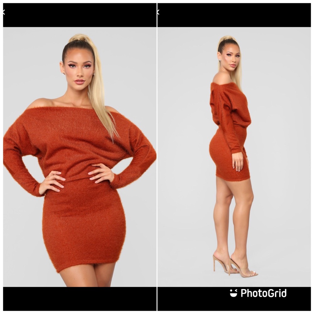 Crazy In Love Sweater Dress - Rust